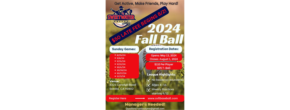 Don't forget to register for Fall Ball