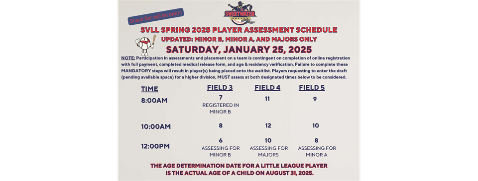 Spring 2025 Assessments schedule